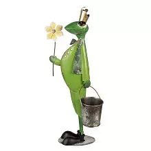 Dekorativní figurka žáby s kbelíkem 29x15x67 cm