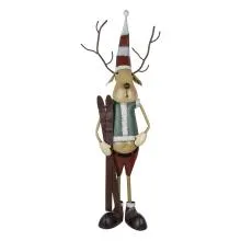 Dekorativní figurka jelena s lyžemi 48x28x126 cm