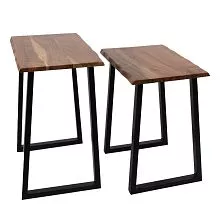 Sada dvou odkládacích stolků dřevo a kov 50x30x50 / 45x30x45 cm
