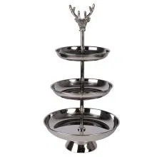 Třípatrový kovový podnos Ø 26x48 cm