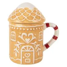 Keramický hrnek s víčkem GINGERBREAD HOUSE 13x10x15 cm / 350 ml