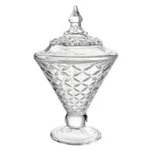 Skleněná dóza na nožce Ø 12x19 cm