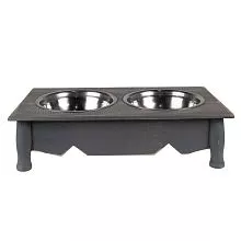 Misky na krmivo pro psy nebo kočky GREY 41x22x12 cm / 2x500 ml