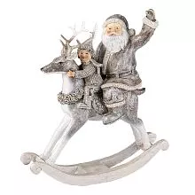 Dekorativní figurka Santy s chlapcem na houpacím jelenovi 20*7*22 cm