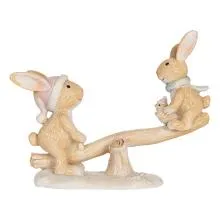 Dekorativní figurka králíků na houpačce 16x6x11 cm