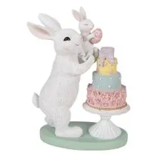Dekorativní figurka králíků s dortem 21x10x27 cm