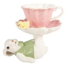 Dekorativní figurka králíka s hrníčkem 20x14x17 cm