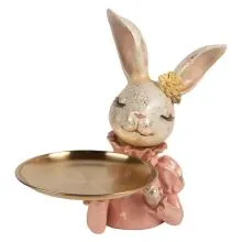 Dekorativní figurka králíka s miskou 27x24x30 cm