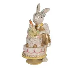 Dekorativní figurka králičí mamky s dortem 20x15x36 cm