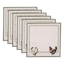 Textilní ubrousky BARNYARD CHICKEN - sada 6 kusů 40x40 cm