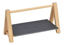 Jednopatrový dřevěný podnos s břidlicovou deskou 29*16*14 cm. 